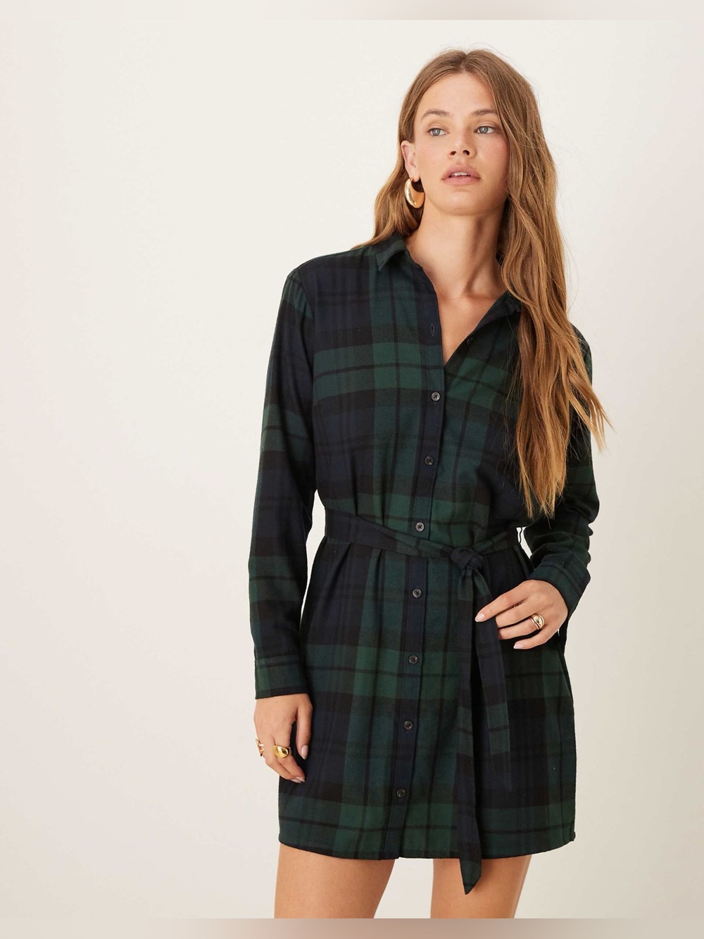 Abercrombie & Fitch Flannel Shirt Dress Navy Plaid Small Petite SP